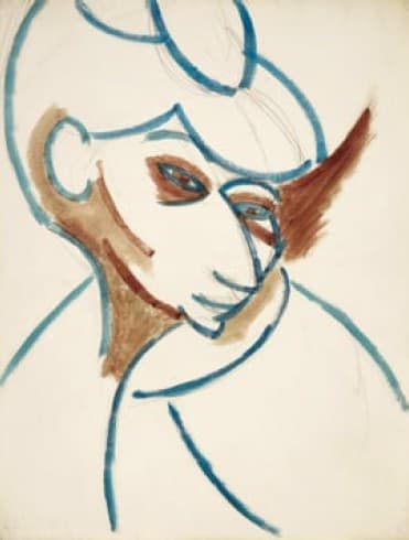 Tête De Femme / 1907 / Gouache and pencil on paper
